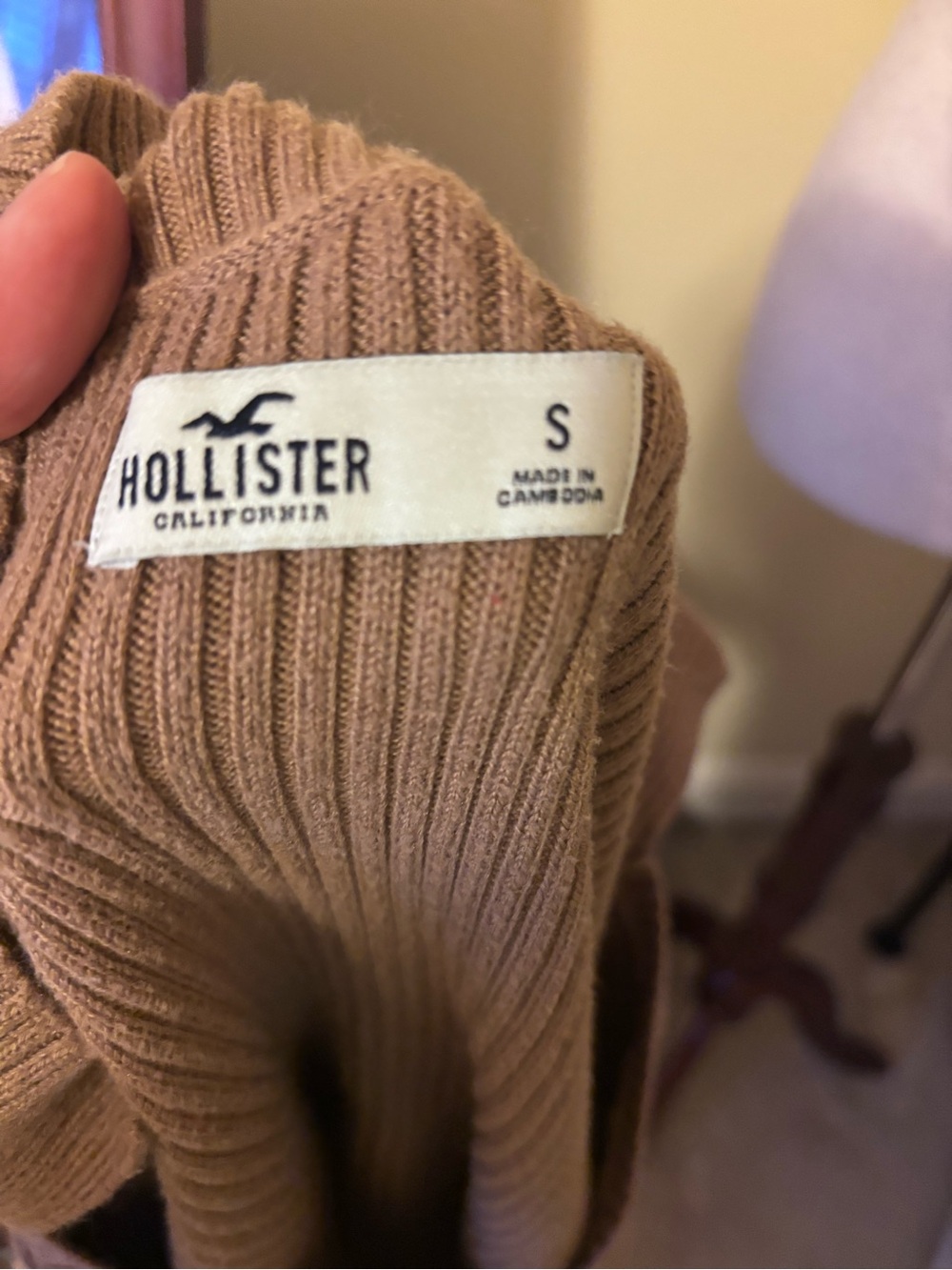 Hollister Ribbed Crew Sweater — Brown